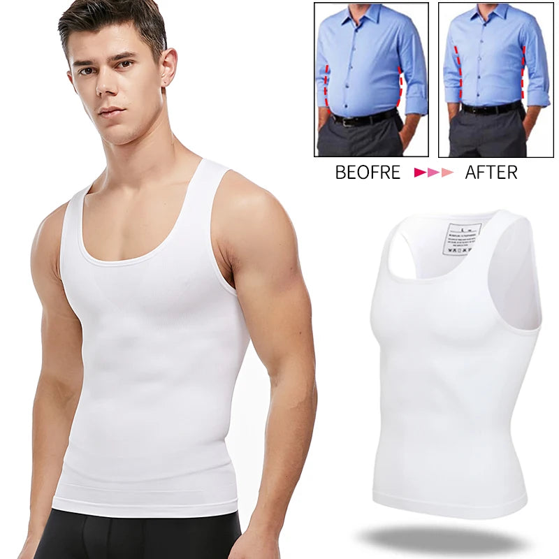 Mens Slimming Body Shaper Chest Compression Shirts Tummy Control Shapewear