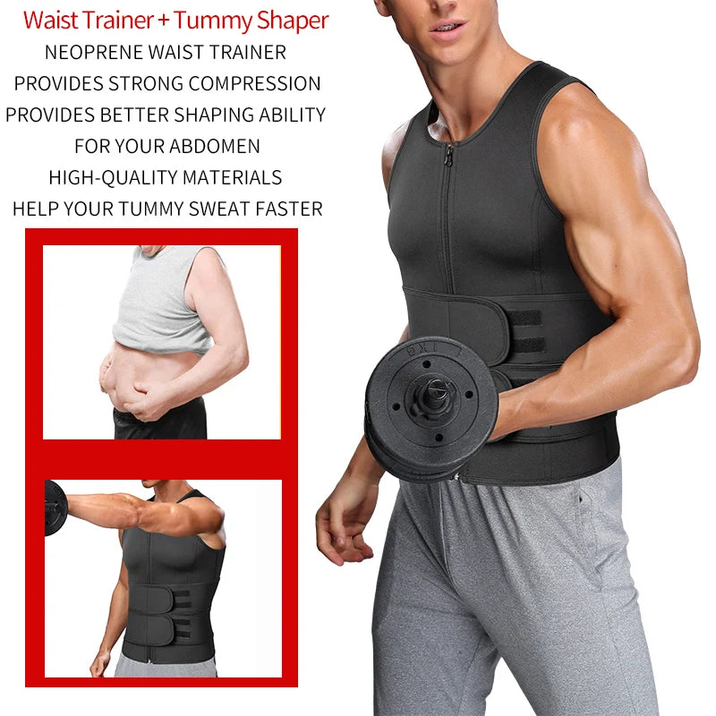 Men Waist Trainer Sauna Vest Fitness Corset Abdomen Slimming Body Shaper