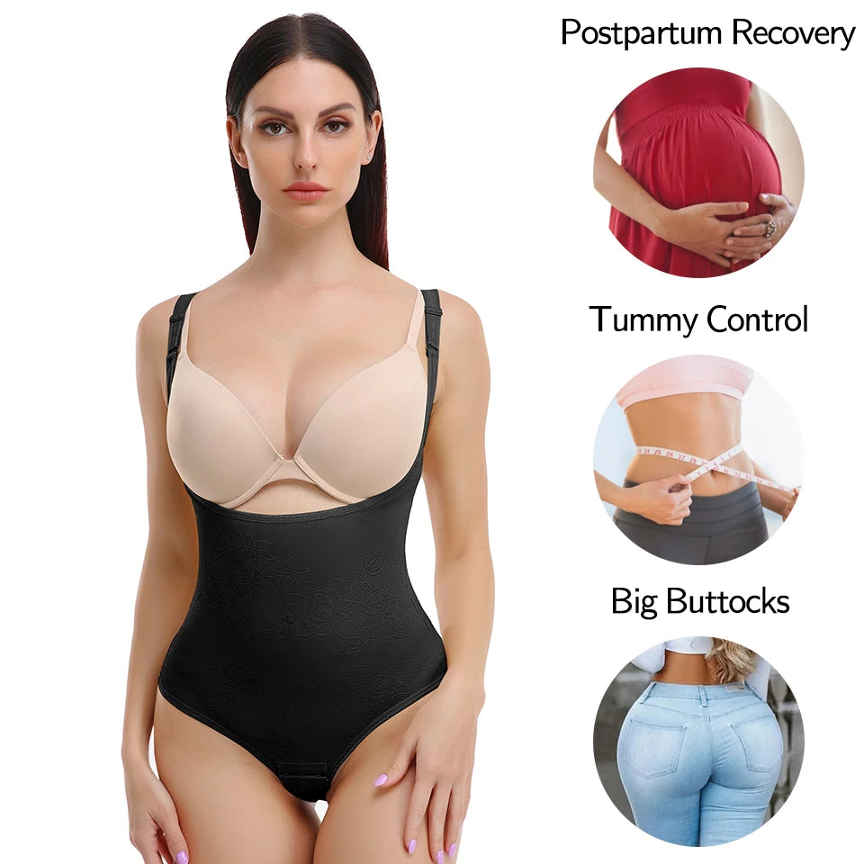 Women Shapewear Bodysuit Thong Panty Body Shaper Waist Trainer