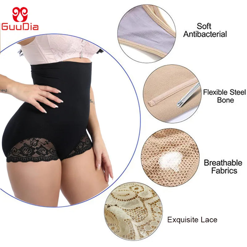 GUUDIA Tummy Control Panty Waist Trainer Slim Firm Compress Briefs High Waist Women Intimates Butt Lifter Shapewear Shapers