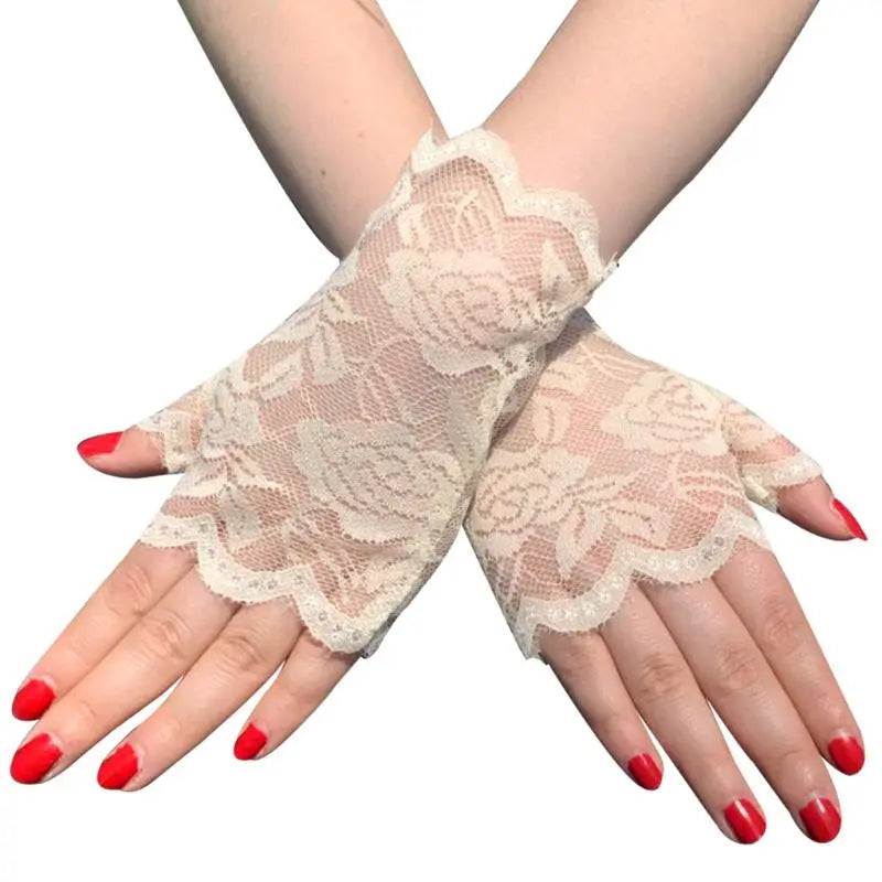 Women Short Lace Fingerless Gloves