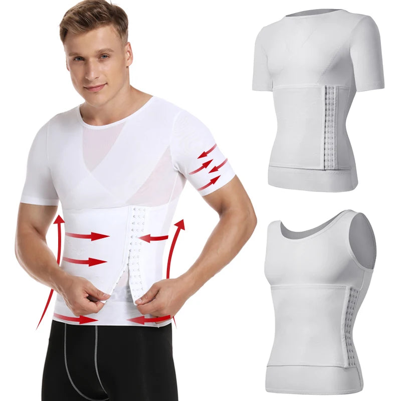 Mens Body Shaper Compression Shirts Abdomen Shapewear Tummy Slimming Sheath