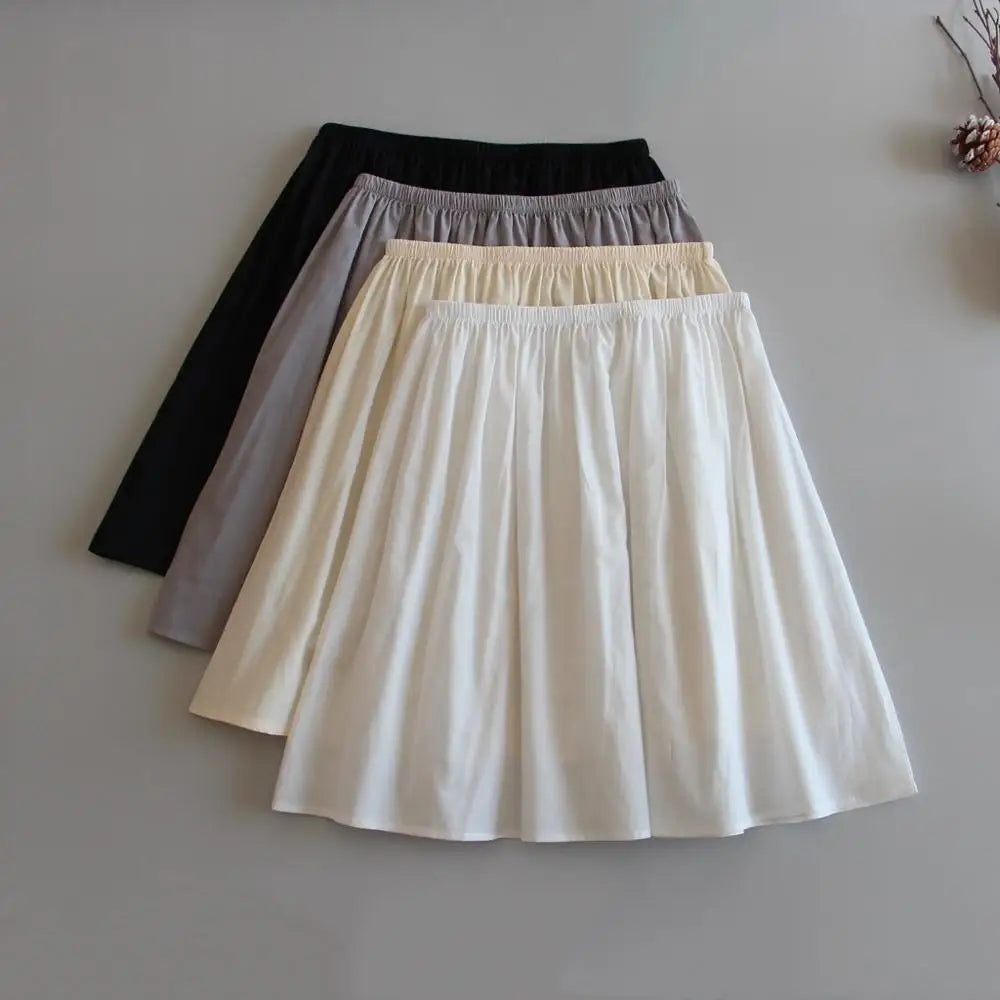 Cotton lining skirt anti stati transparent half length underskirt for dress bottom safety skirt Hanfu petticoat thin half slip