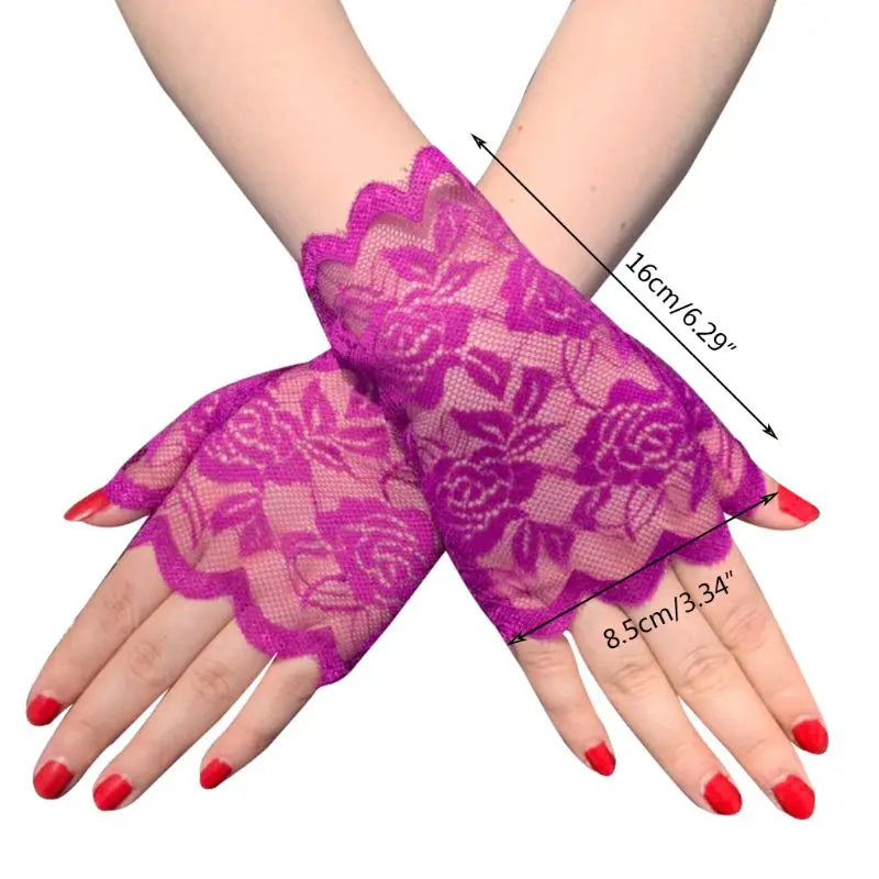 Women Short Lace Fingerless Gloves