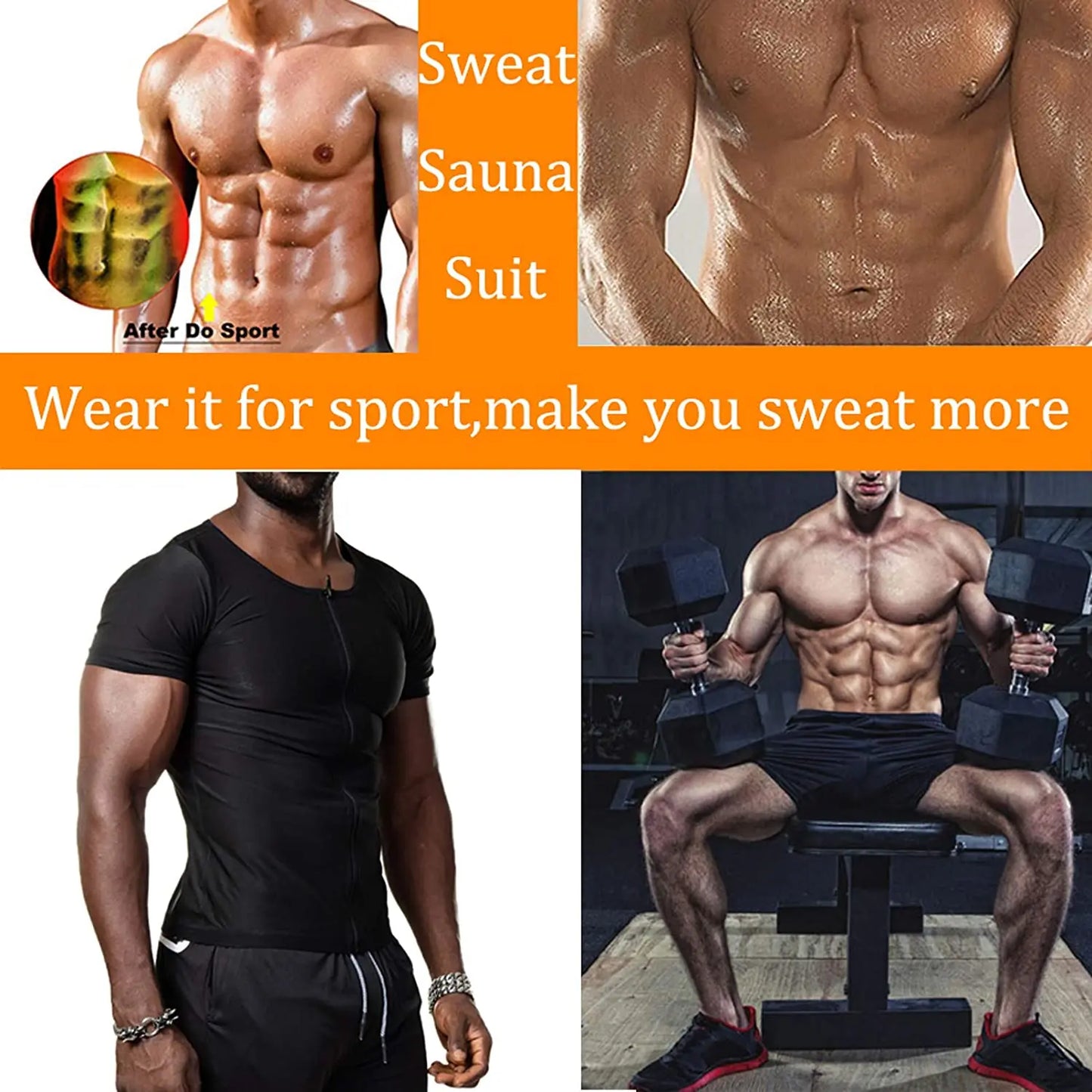 Men Sauna Suit Waist Trainer Sweat Enhancing Body Shaper for Weight Loss Workout Fitness Shapewear