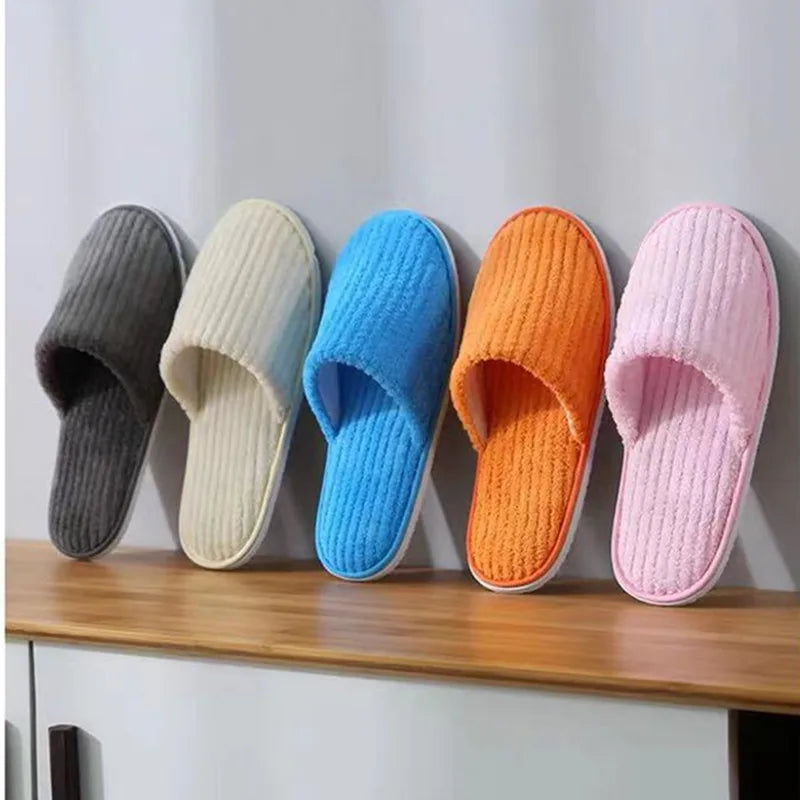 5 Pairs/Lot Mix Colors Men Women Disposable Hotel Slippers Cotton Slides Home Travel SPA Slipper Hospitality Cheap Footwear