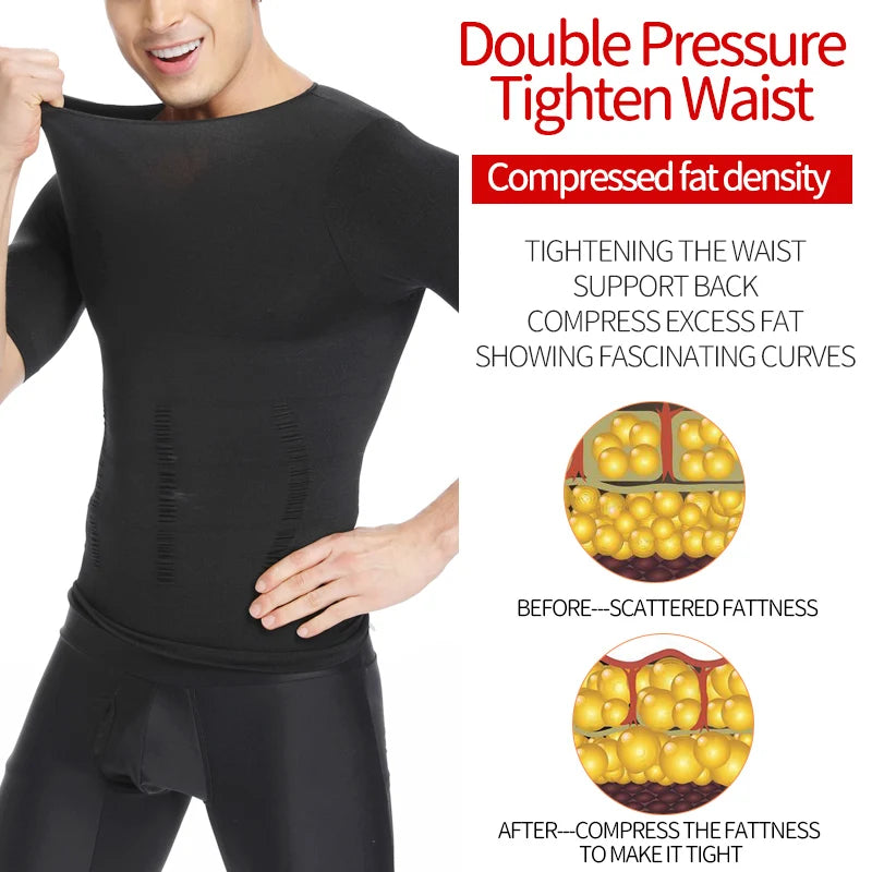 Mens Slimming Body Shaper Chest Compression Shirts Tummy Control Shapewear