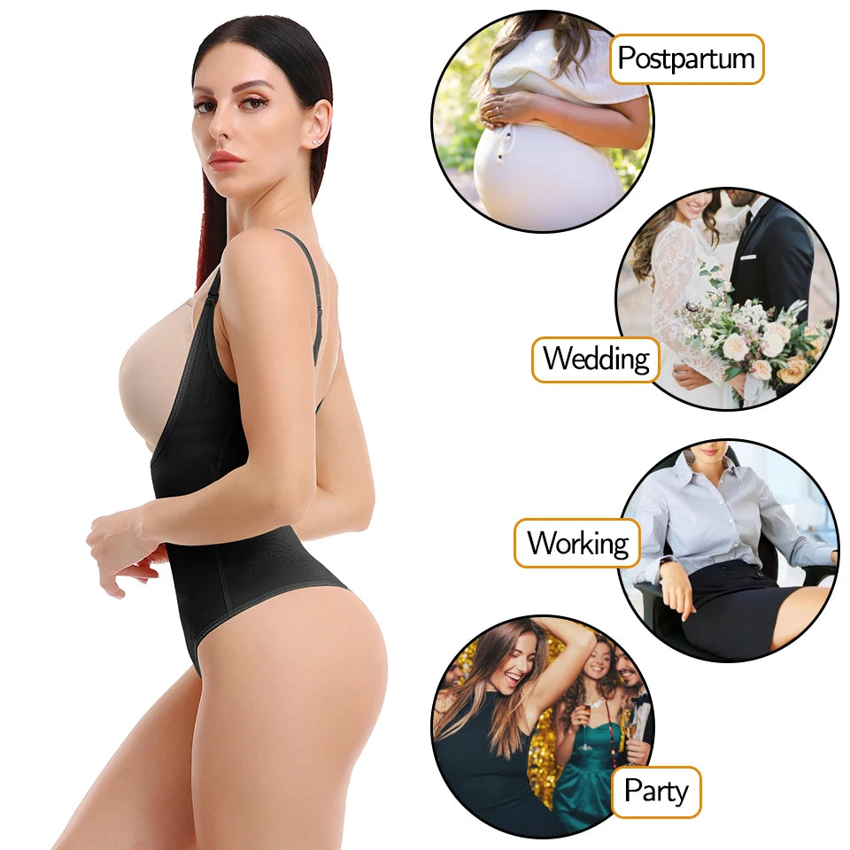 Women Shapewear Bodysuit Thong Panty Body Shaper Waist Trainer