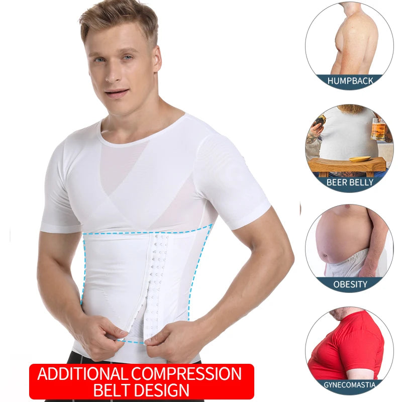 Mens Body Shaper Compression Shirts Abdomen Shapewear Tummy Slimming Sheath