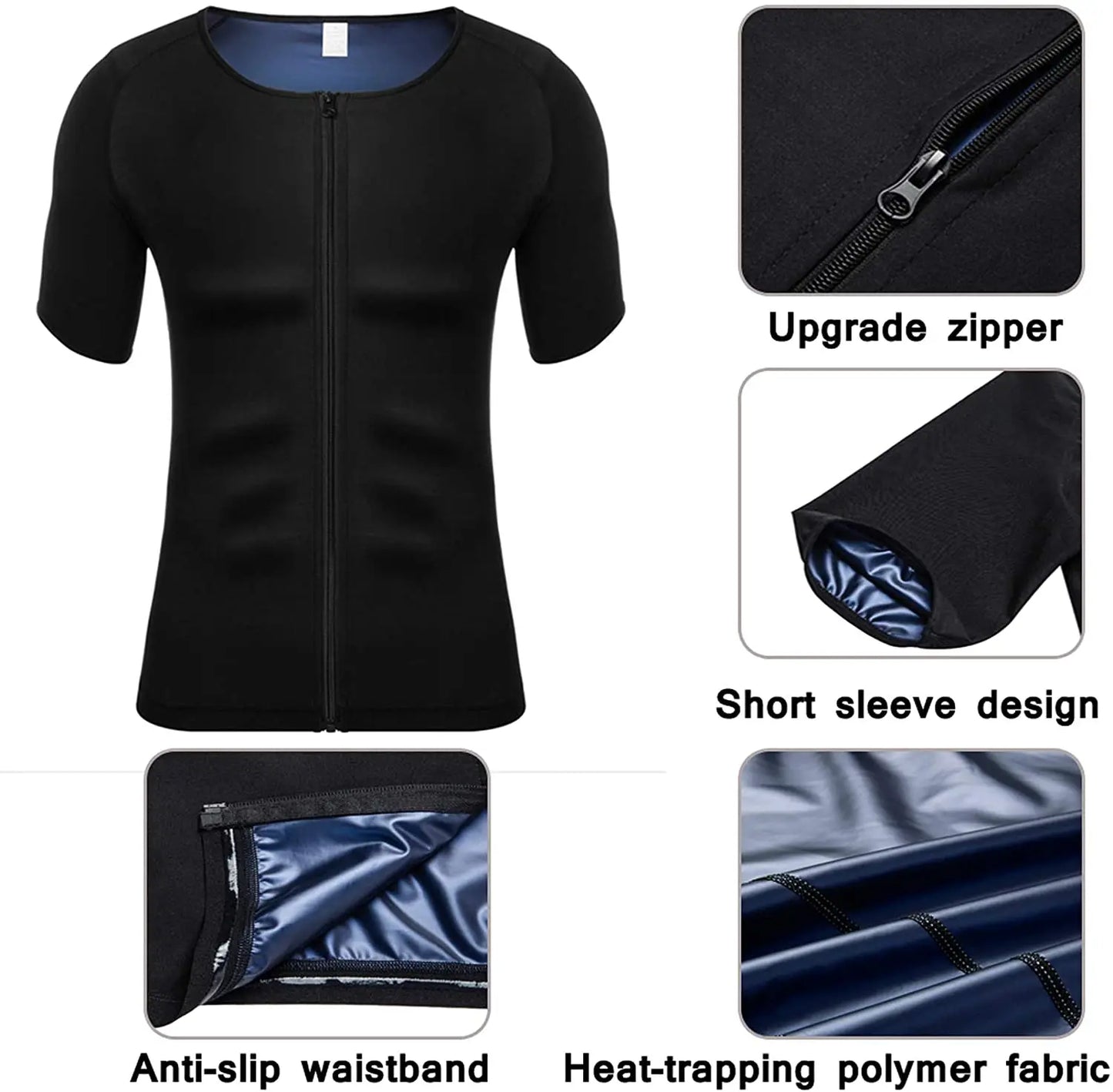 Men Sauna Suit Waist Trainer Sweat Enhancing Body Shaper for Weight Loss Workout Fitness Shapewear