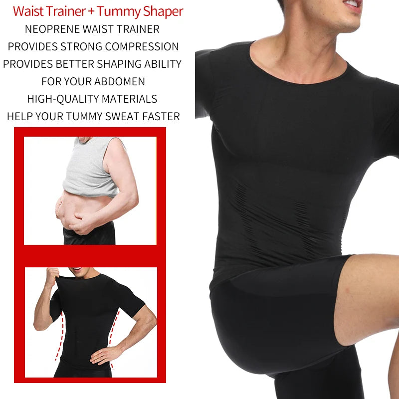 Mens Slimming Body Shaper Chest Compression Shirts Tummy Control Shapewear