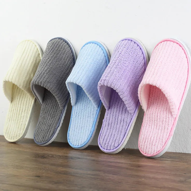 5 Pairs/Lot Mix Colors Men Women Disposable Hotel Slippers Cotton Slides Home Travel SPA Slipper Hospitality Cheap Footwear