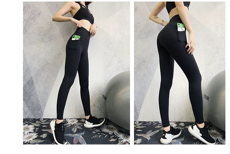 Large Size Stretch Plus Size Ladies Running Training High Waist Fitness Pants