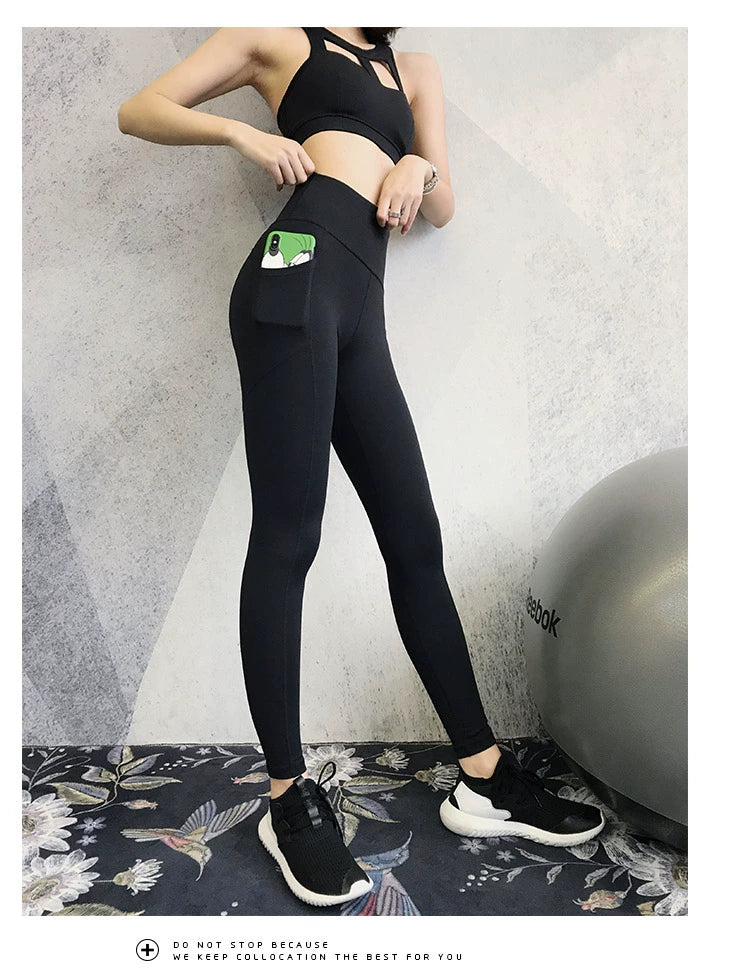 Large Size Stretch Plus Size Ladies Running Training High Waist Fitness Pants