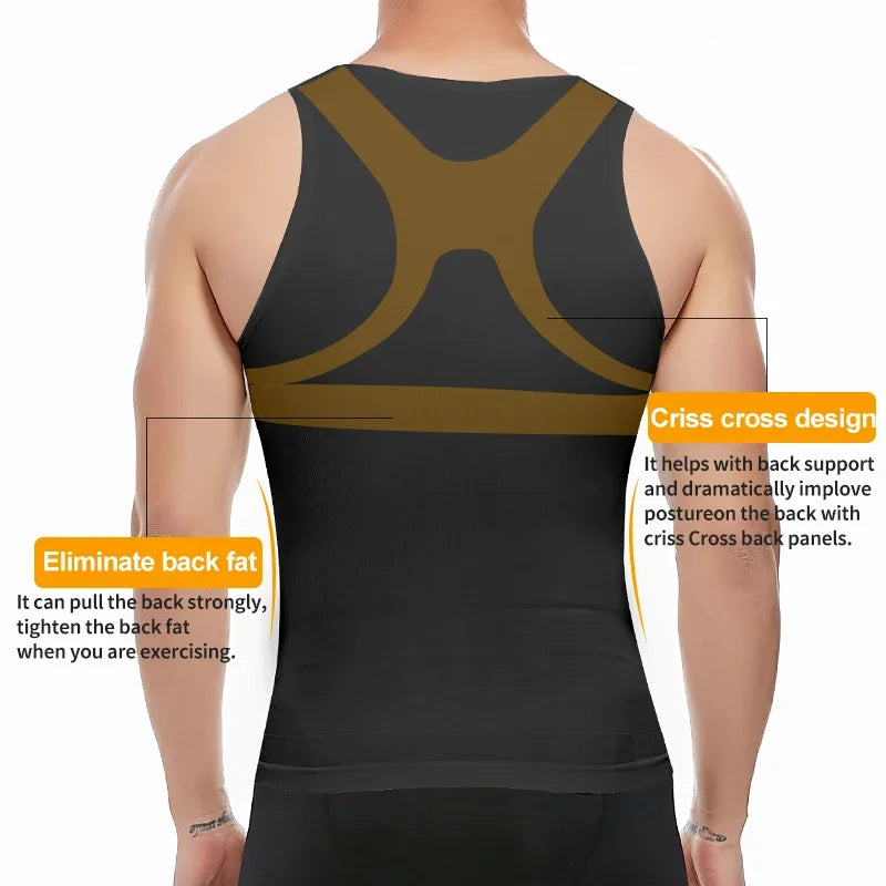 Mens Slimming Body Shaper Shapewear Abs Abdomen Compression Shirt