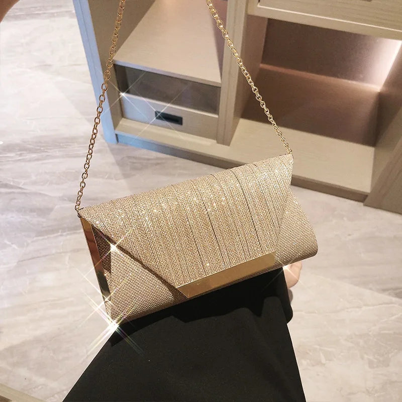 Women Exquisite Evening Bag Party Banquet Glitter Purse Lady Elegant Wedding Clutches Handbag Female Cocktail Chain Shoulder Bag