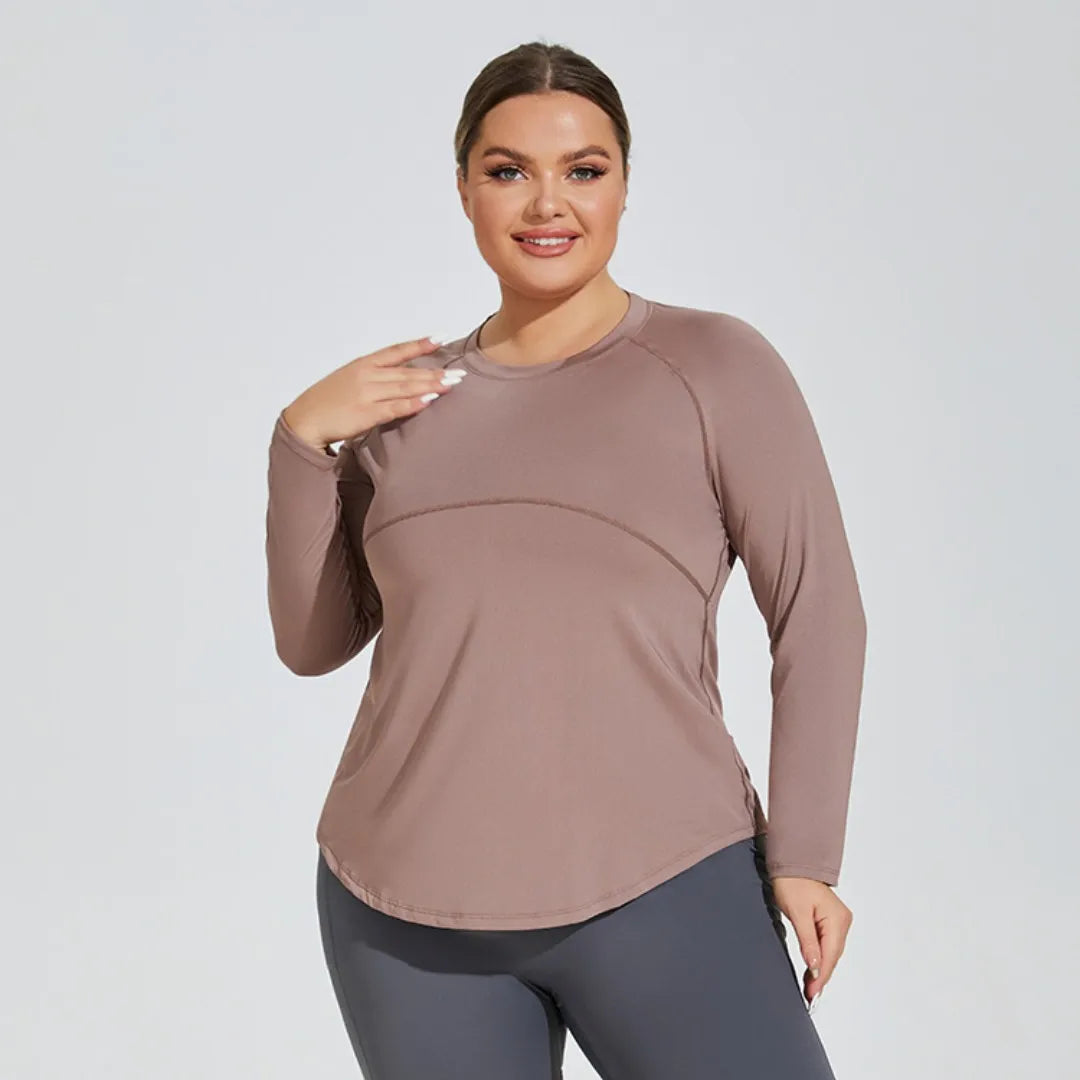 plus size Women's Slimming Yoga Clothing Breathable Long Sleeve Running Fitness Top Sportswear Women