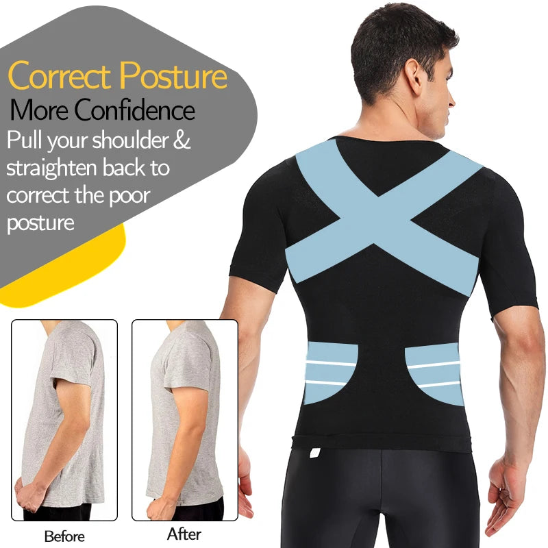 Men Weight Loss Shapewear T-Shirt Body Shaper Slimming Compression Shirts Gynecomastia Undershirt Waist Trainer Muscle Tank Tops