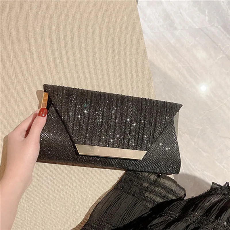 Women Exquisite Evening Bag Party Banquet Glitter Purse Lady Elegant Wedding Clutches Handbag Female Cocktail Chain Shoulder Bag