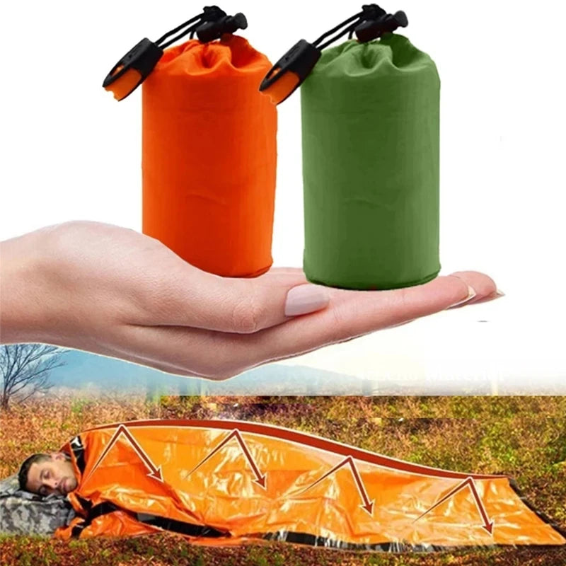 Portable Waterproof Emergency Survival Sleeping Bag Hiking Camping Gear Thermal Bivy Sack First Aid Rescue Kit Mylar Blanket