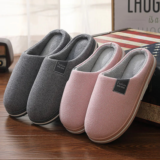 Big Size Women Winter Home Slippers Casual Shoes Men Non Slip Soft Warm Flats House Slides Indoor Bedroom Couples Floor Slipper