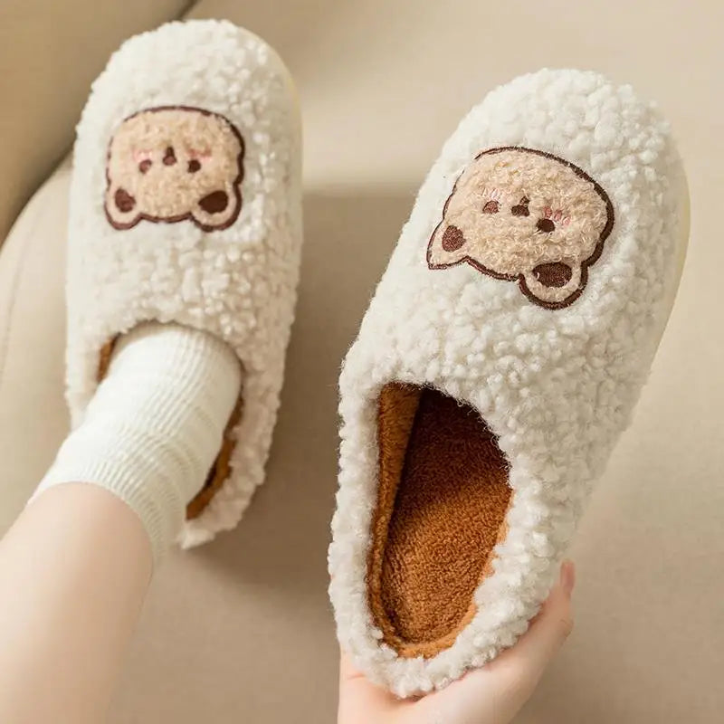 Big Size Women Winter Home Slippers Casual Shoes Men Non Slip Soft Warm Flats House Slides Indoor Bedroom Couples Floor Slipper