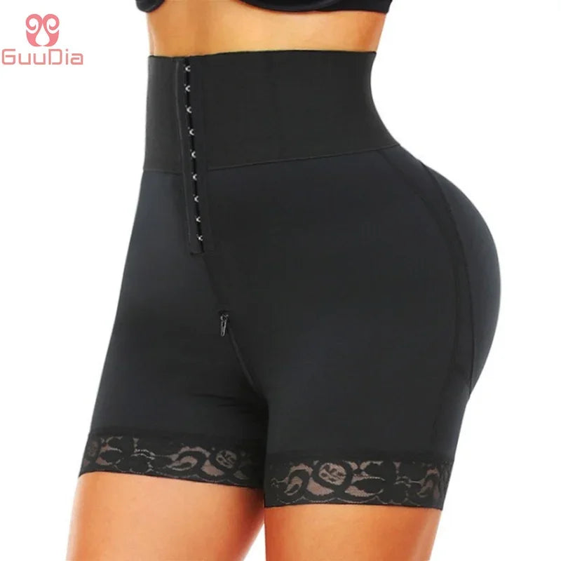 GUUDIA 5XL 6XL Open Zipper Crotch Row Buckle Hip Butt Enhancer Shapewear Butt Lifter Tummy Control Lace Plus Size Body Shaper