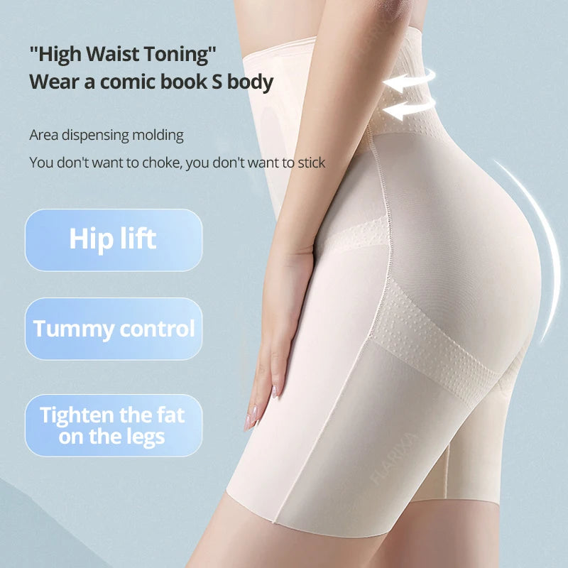 Flarixa Ultra Thin Ice Silk Shapewear High Waist Belly Slimming Panties Tummy Control Underwear Women Safety Pants Under Skirt