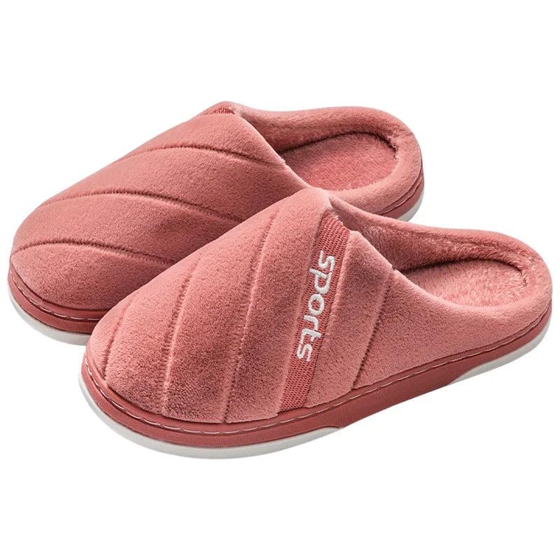 Big Size Women Winter Home Slippers Casual Shoes Men Non Slip Soft Warm Flats House Slides Indoor Bedroom Couples Floor Slipper