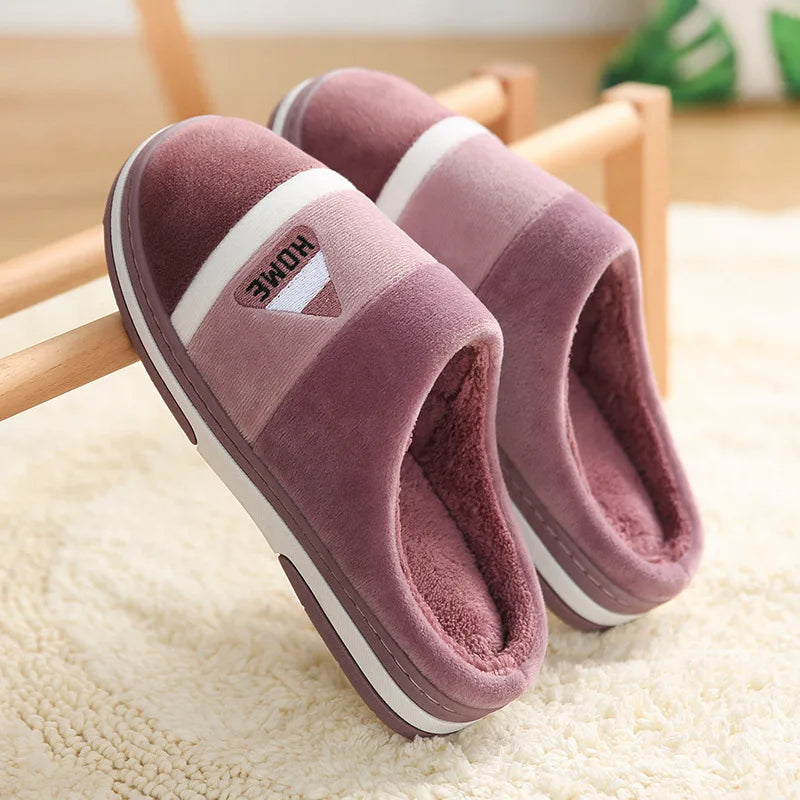 Big Size Women Winter Home Slippers Casual Shoes Men Non Slip Soft Warm Flats House Slides Indoor Bedroom Couples Floor Slipper