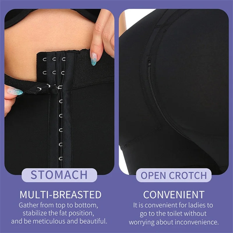 GUUDIA 5XL 6XL Open Zipper Crotch Row Buckle Hip Butt Enhancer Shapewear Butt Lifter Tummy Control Lace Plus Size Body Shaper