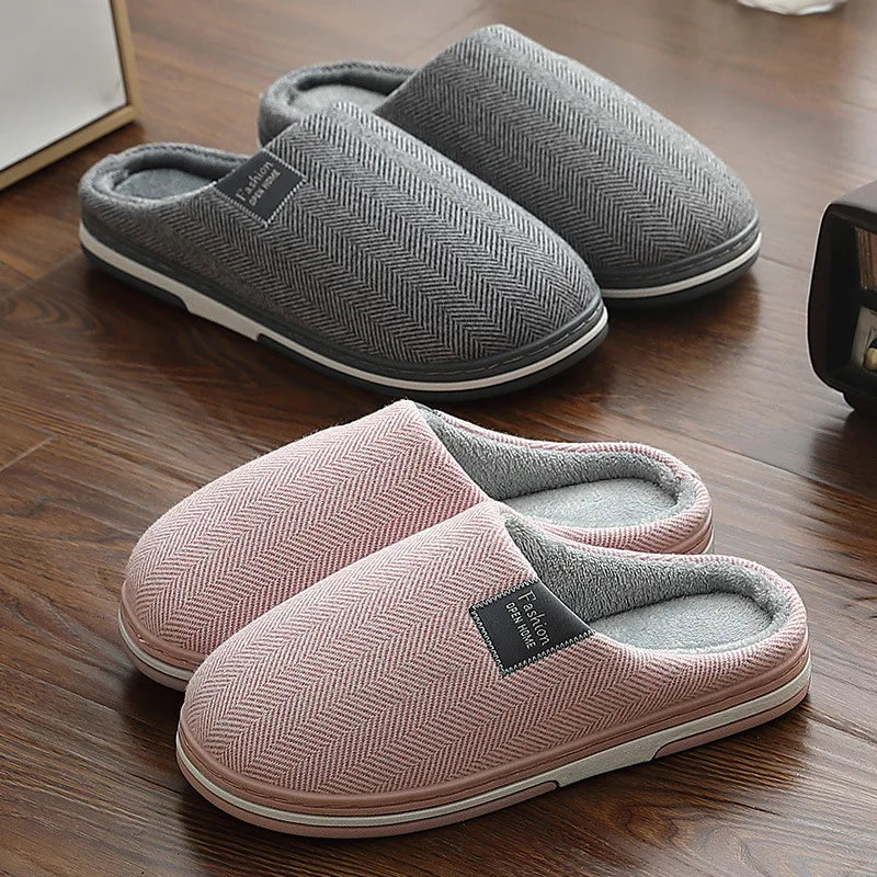 Big Size Women Winter Home Slippers Casual Shoes Men Non Slip Soft Warm Flats House Slides Indoor Bedroom Couples Floor Slipper