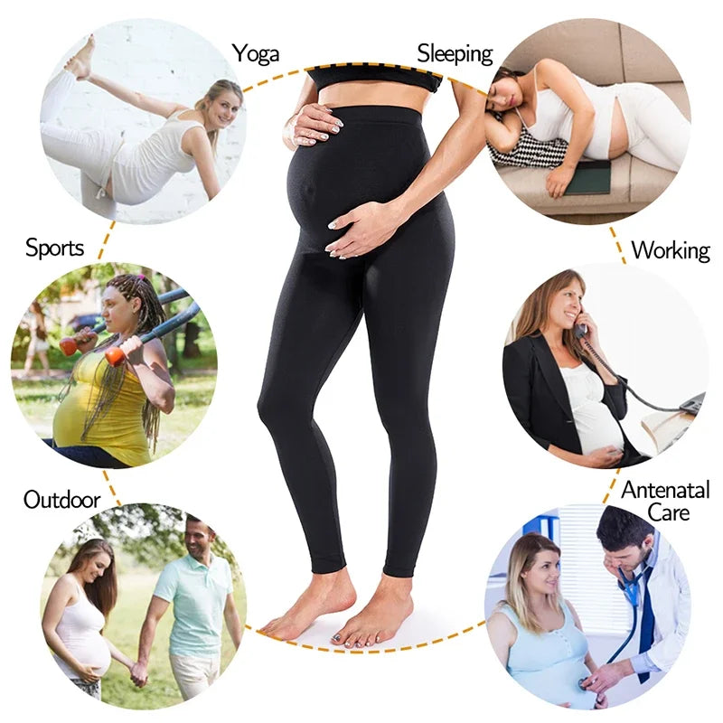 Elastic High Waist Maternity Leggings Skinny For Pregnant Women Belly Support Postpartum Leggins Body Shaper Fitness Trousers