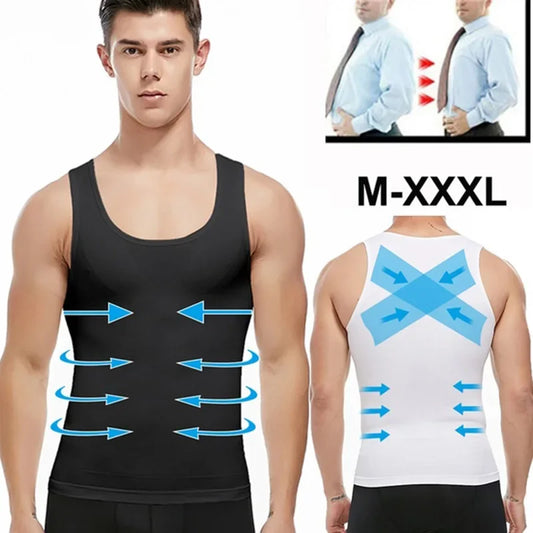 Mens Slimming Body Shaper Shapewear Abs Abdomen Compression Shirt