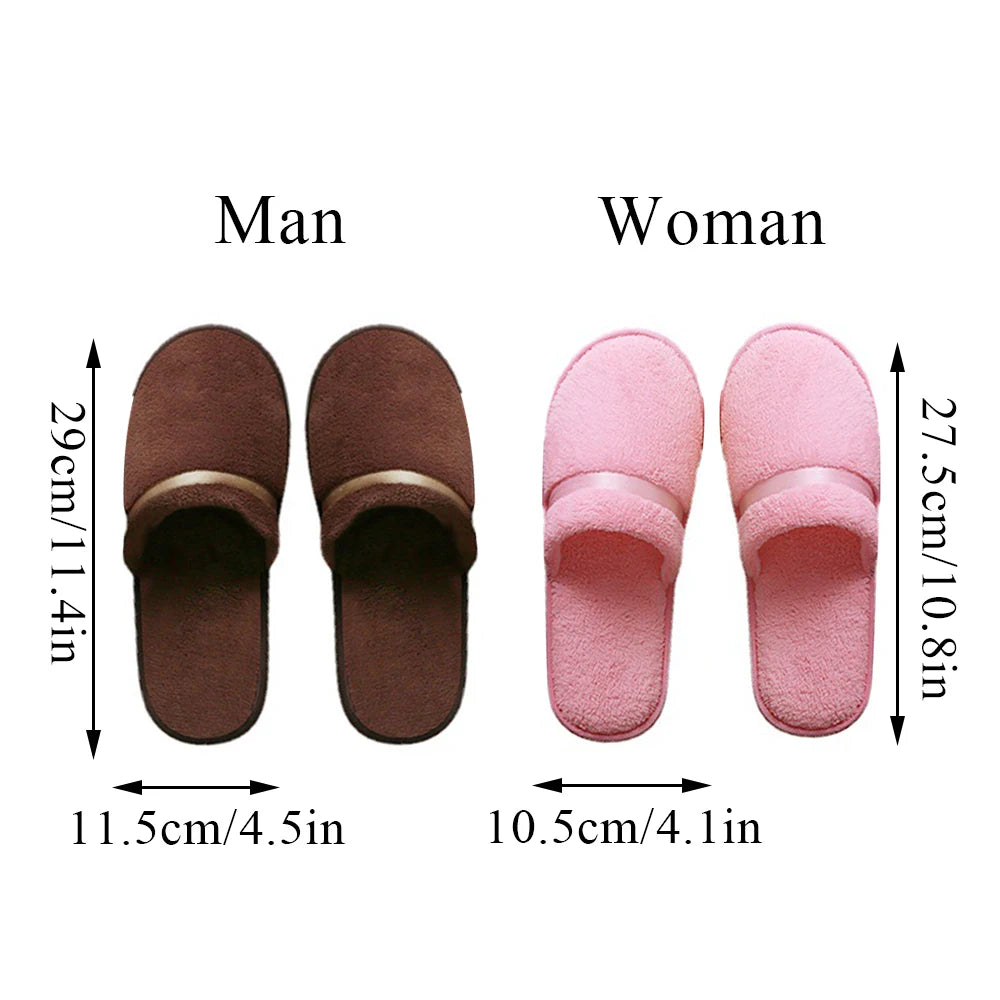 Winter Warm Coral Fleece Slippers Soft Plush Travel Hotel Slippers Non-Slip Indoor Home Fur Guest Use Shoes For Men Women