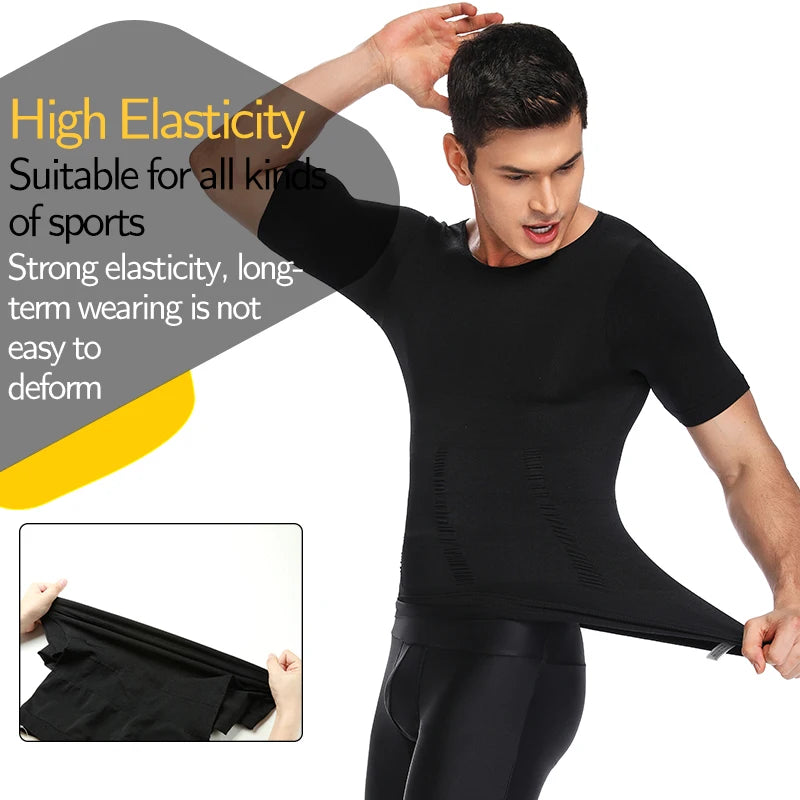 Men Weight Loss Shapewear T-Shirt Body Shaper Slimming Compression Shirts Gynecomastia Undershirt Waist Trainer Muscle Tank Tops