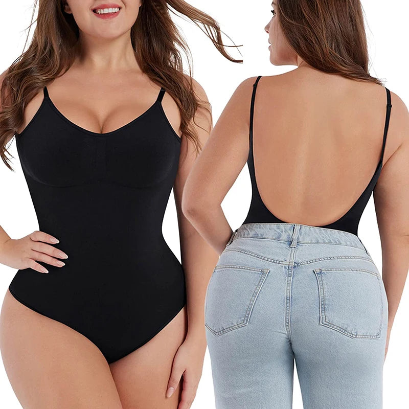 MISSMOLY Plus Size Backless Bodysuits Shapewear Thong Tummy Control Butt Lifting Body Shaper Corsets Slimming Camisole Tops