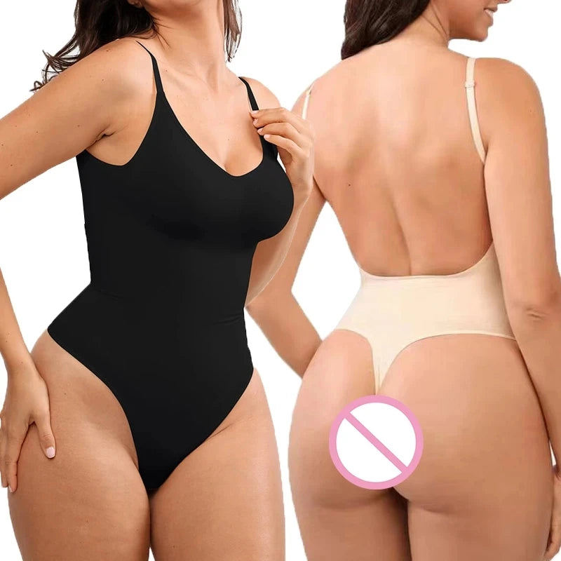 MISSMOLY Plus Size Backless Bodysuits Shapewear Thong Tummy Control Butt Lifting Body Shaper Corsets Slimming Camisole Tops