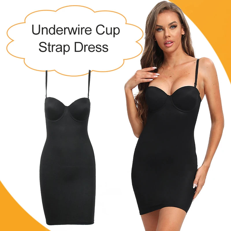 Slimming Full Length Shapewear Slips Nude Straight Tube Dress Body Shaper