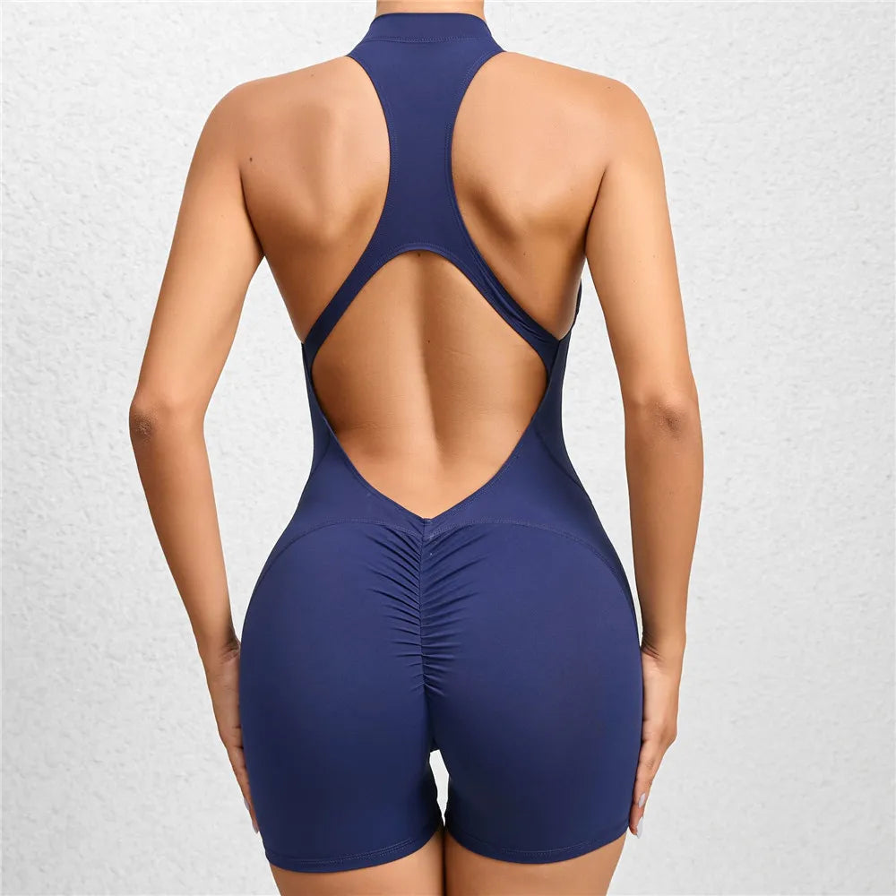 2024 Zipper Women Tracksuit Pad Yoga Set One Piece Jumpsuit