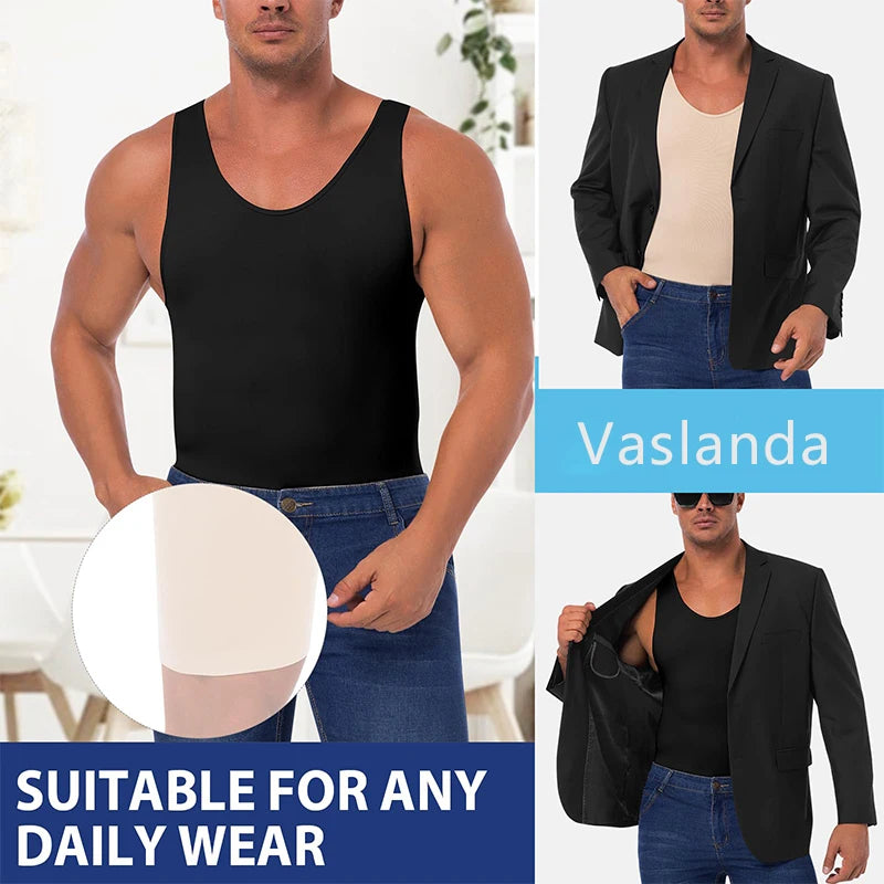 Men Full Body Shapewear Sleeveless Slimming Compression Bodysuit