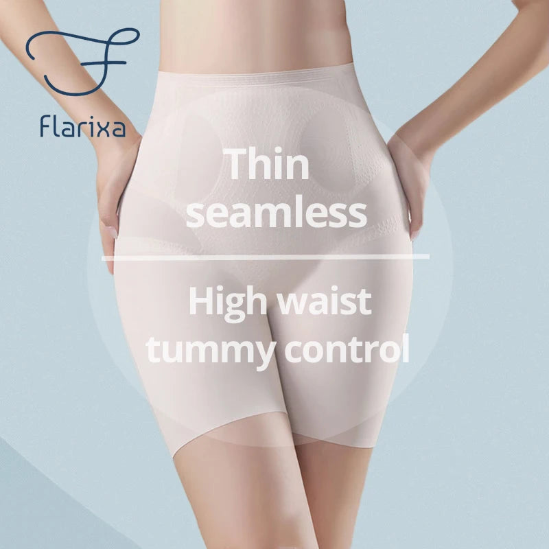 Flarixa Ultra Thin Ice Silk Shapewear High Waist Belly Slimming Panties Tummy Control Underwear Women Safety Pants Under Skirt