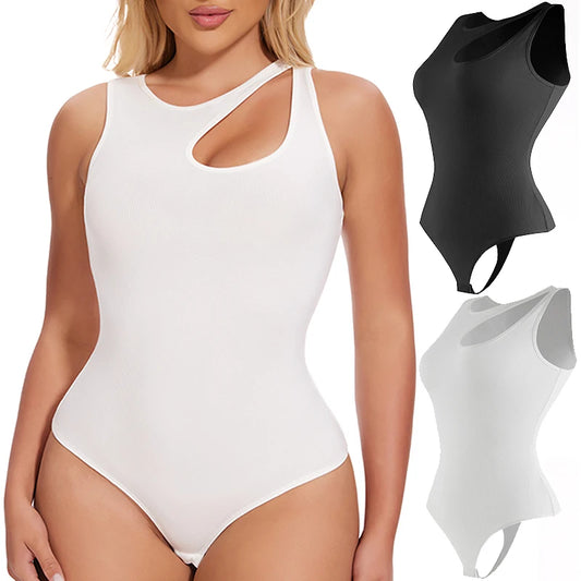 Irregular Shoulder Bodysuit Shapewear Women Full Body Shaper Tummy Control