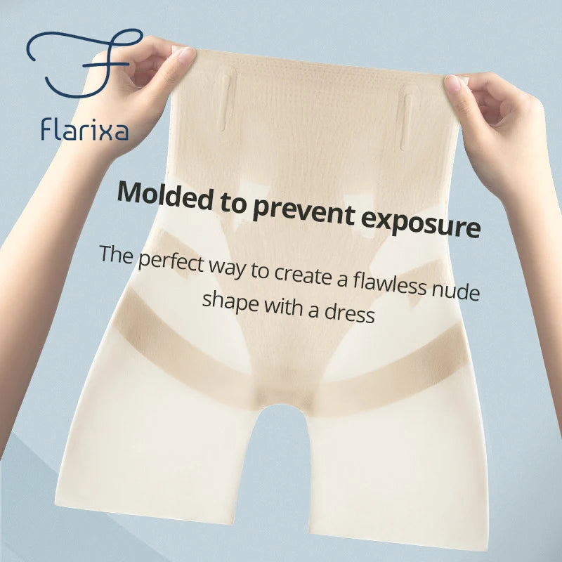 Flarixa Ultra Thin Ice Silk Shapewear High Waist Belly Slimming Panties Tummy Control Underwear Women Safety Pants Under Skirt