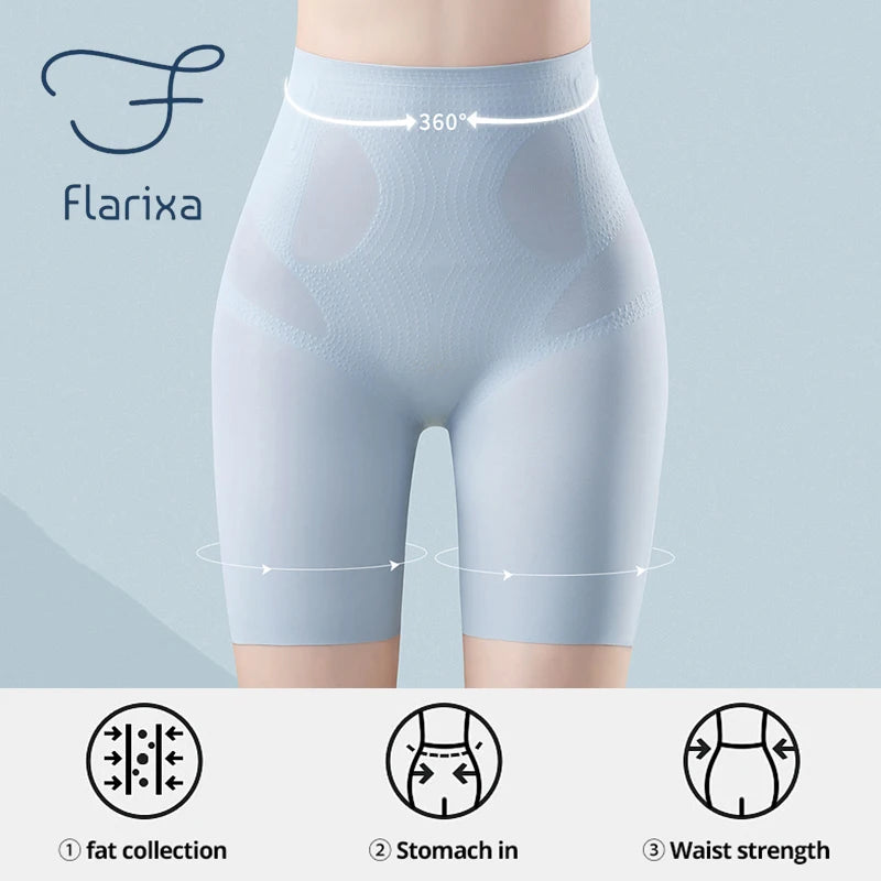 Flarixa Ultra Thin Ice Silk Shapewear High Waist Belly Slimming Panties Tummy Control Underwear Women Safety Pants Under Skirt