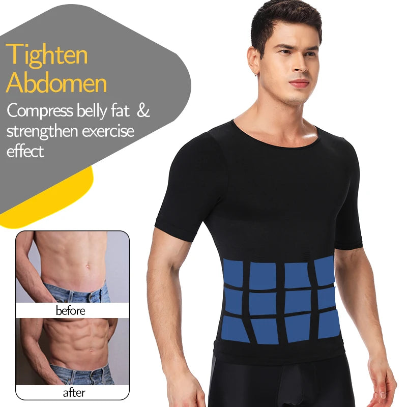 Men Weight Loss Shapewear T-Shirt Body Shaper Slimming Compression Shirts Gynecomastia Undershirt Waist Trainer Muscle Tank Tops