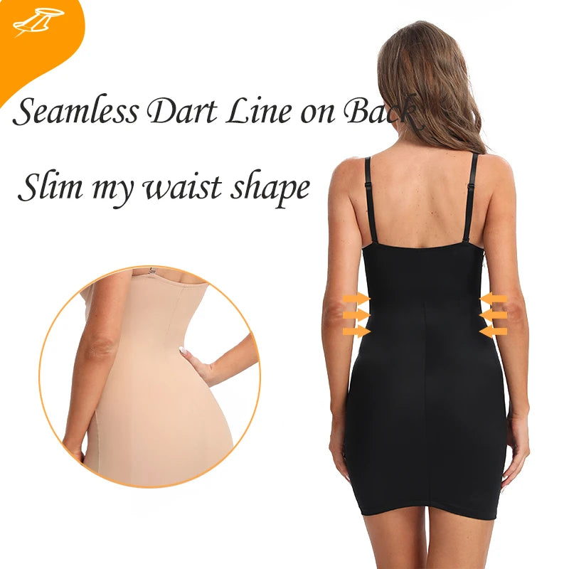 Slimming Full Length Shapewear Slips Nude Straight Tube Dress Body Shaper