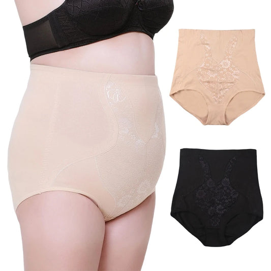 Women's Body Shaper High Waist Floral Lace Shapewear Slimming Panties Waist Trainer Plus Size Tummy Control Panty Butt Lifter