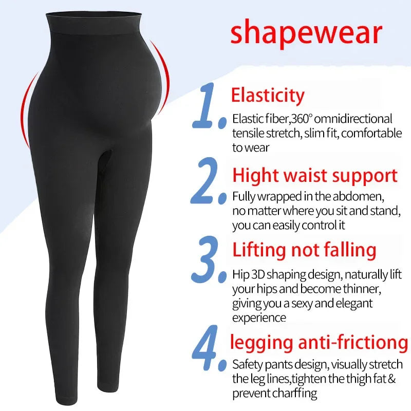 Elastic High Waist Maternity Leggings Skinny For Pregnant Women Belly Support Postpartum Leggins Body Shaper Fitness Trousers