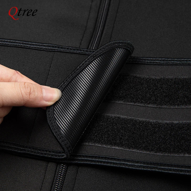 Qtree Men Neoprene Body Shaper Sauna Workout Waist Trainer Trimmer Belt for Weight Loss Sweat Belly Slimming Corset Shapewear